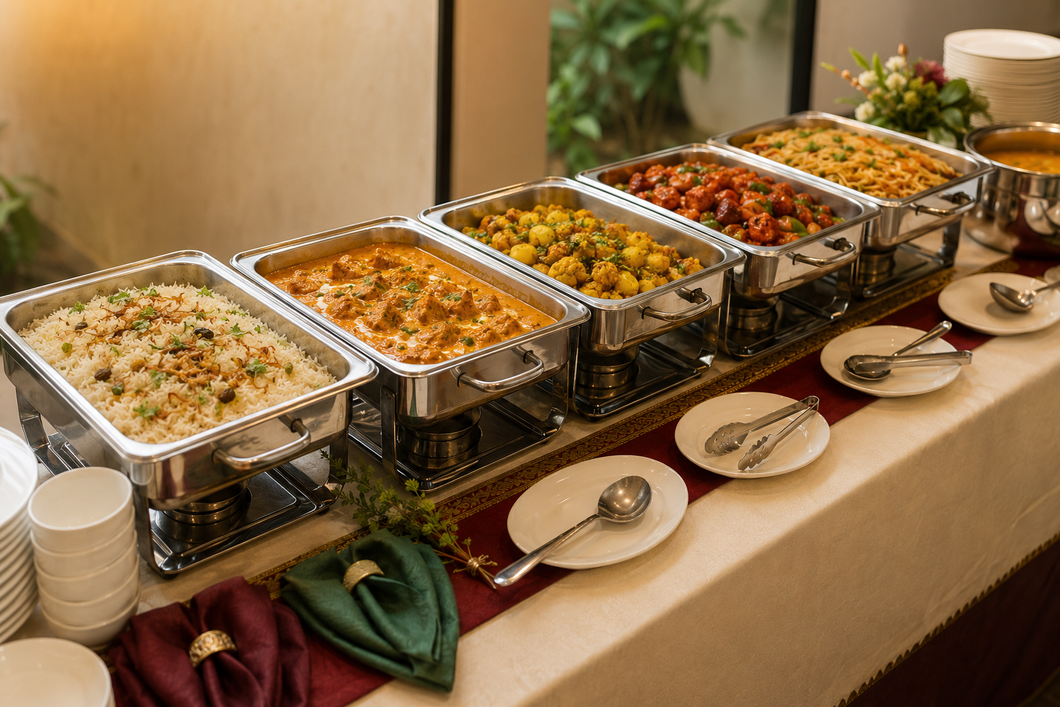 Fifth Season catering buffet with Bengali and Chinese dishes